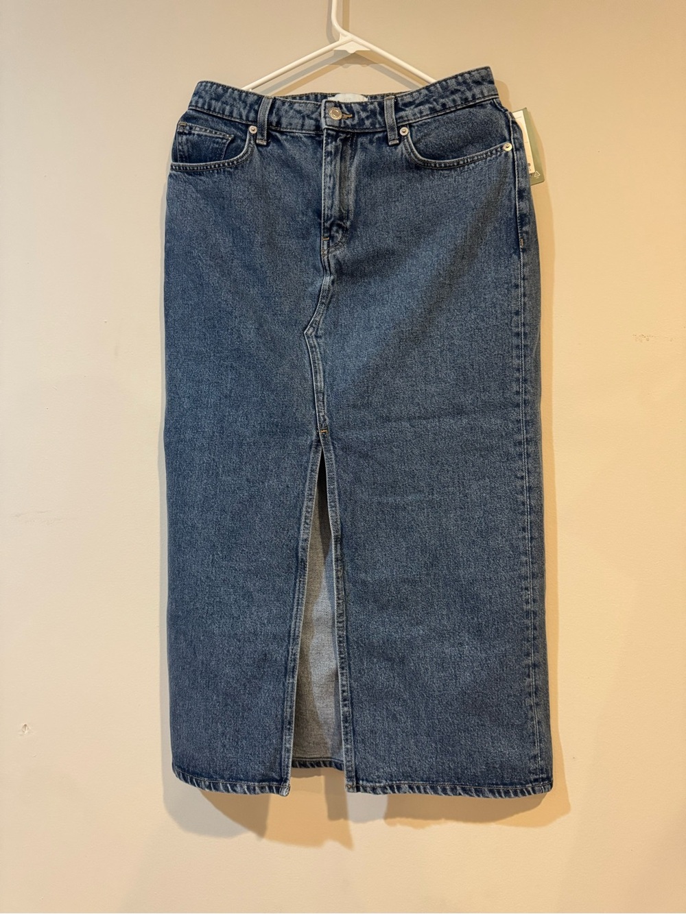 H&M Blue Straight-Leg Jeans Skirt with Front Slit